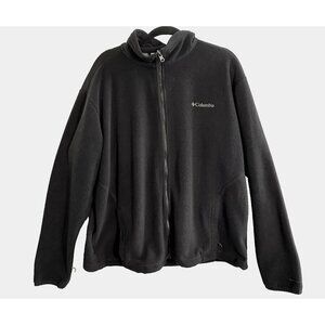 COLUMBIA Men Fleece Jacket Zip Collared Sz XL Black Outdoors Camping 48-24